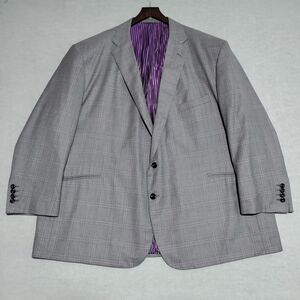Holland & Sherry Savile Row Gray Purple Plaid Men’s 58S Blazer Jacket Sport Coat